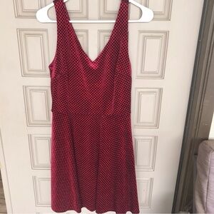 Dazzling Love, Nickie Lew Red Fit/Flare Dress SzL Zip Back V Neck Pretty Pretty